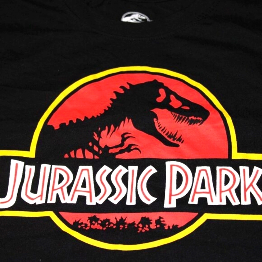 Jurassic Park Black Graphic T-Shirt - Size Small - Movie Merch, Dinosaur, 90s Re